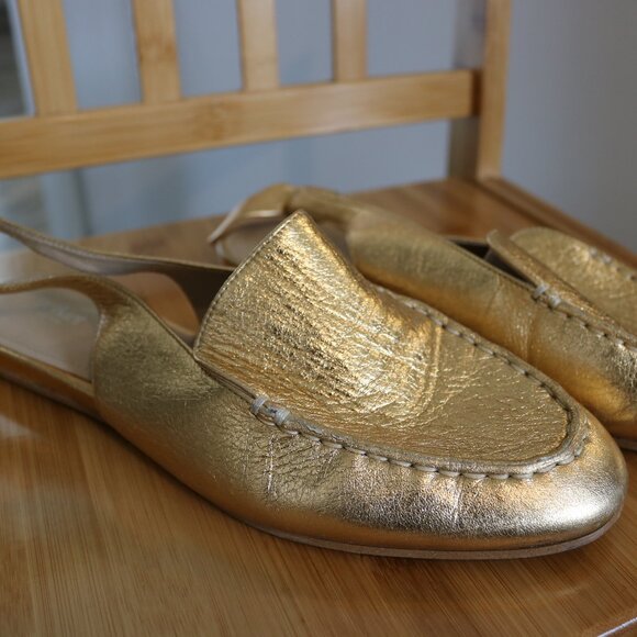 Botkier Selma Gold Slingbacks Flates with Bow Size 9/40 - Picture 2 of 4